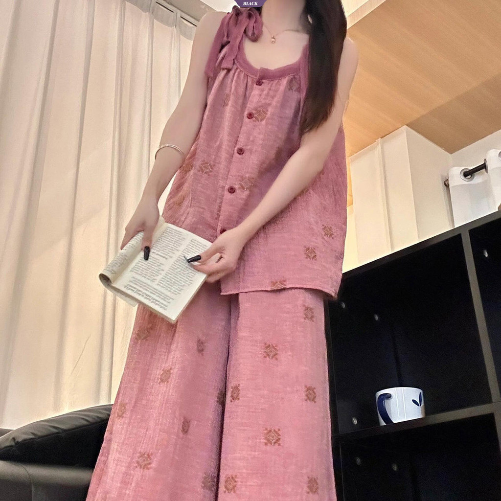 2025 Mới In Suspenders Popping Bộ Đồ Ngủ Nữ Mùa Hè Quần Mặc Gia Đình [BL]
