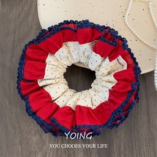 Yoing / Thời Trang Hàn Quốc Phù Hợp Với Chấm Bi Đỏ Buộc Tóc Nữ Retro Phụ Kiện Tóc Phong Cách Mới