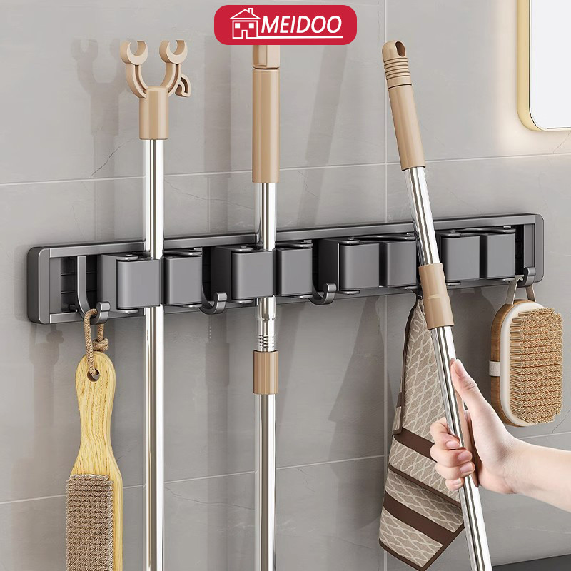 MEIDOO giá chổi, Kiểu treo tường Móc treo cây lau nhà dán, chống thấm nước và chống gỉ