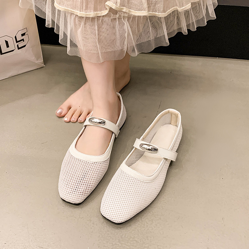 Atikota Thoáng Khí Rỗng Ra Đầu Vuông Slip On Giày Nhẹ Thoải Mái Mary Janes Dành Cho Nữ