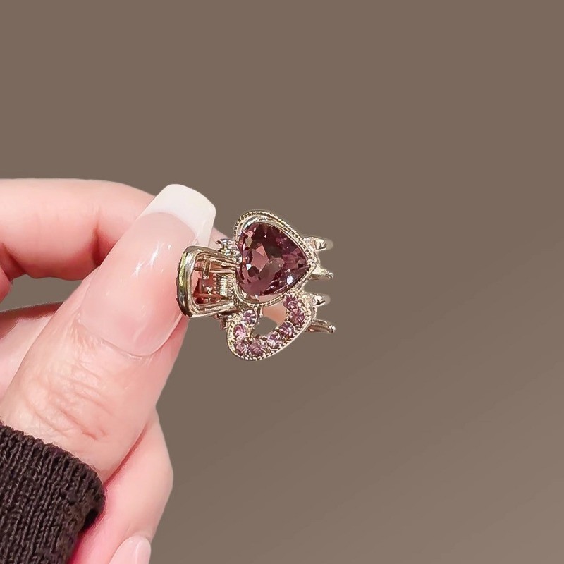 MAUROPOLI [Sẵn Sàng] Kẹp Tóc Kim Cương Giả Trái Tim Tình Yêu Tím Tinh Tế Nữ Phong Cách Mới Kẹp Nhỏ Thời Trang Phong Cách Hàn Quốc Tóc Gãy Nổ Kẹp Mini