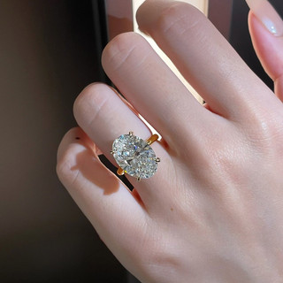 Châu Âu Mỹ ins Phong Cách Mới Carat Lớn Hình Bầu Dục Giả Nhẫn Kim Cương Nữ Phóng Đại