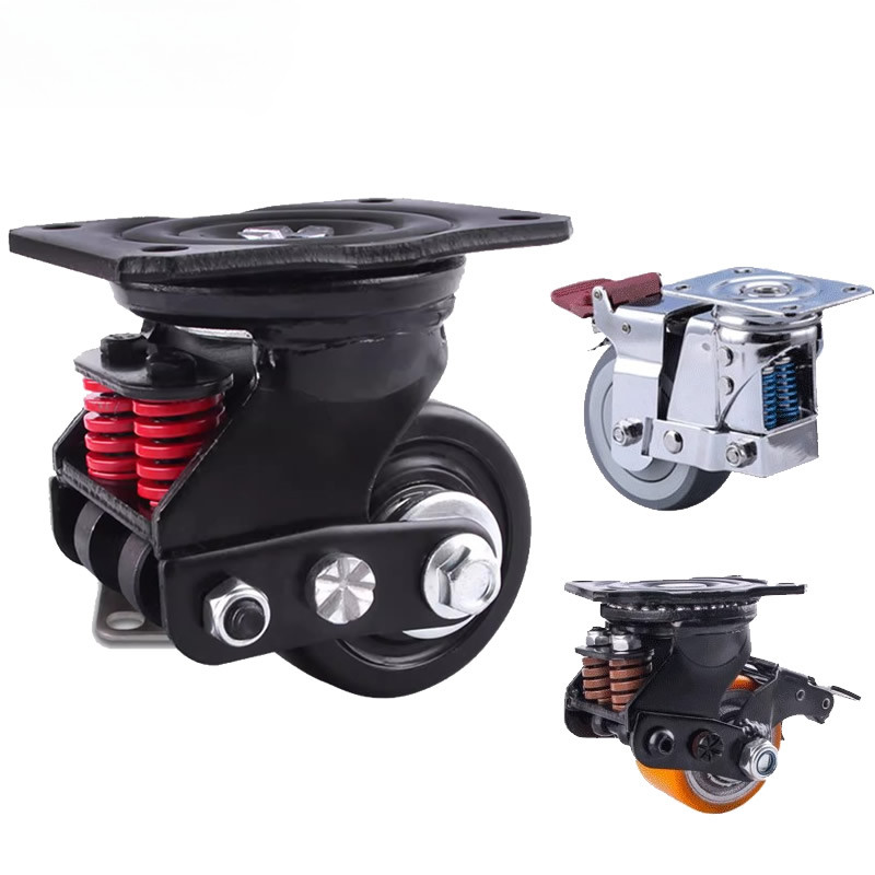 Bánh xe đa năng giảm chấn im lặng 3 inch có bánh xe lò xo chống địa chấn cho cổng thiết bị nặng Bánh xe công nghiệp