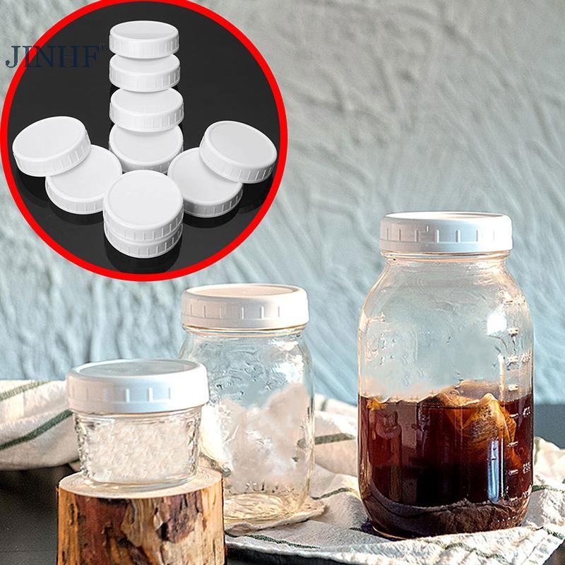JINHF 10pc Chai uống nước đóng hộp màu trắng Nắp 70mm / 86mm Đường kính bên trong Vỏ nhựa Nắp gân không lót Nắp lưu trữ Thay thế HOT