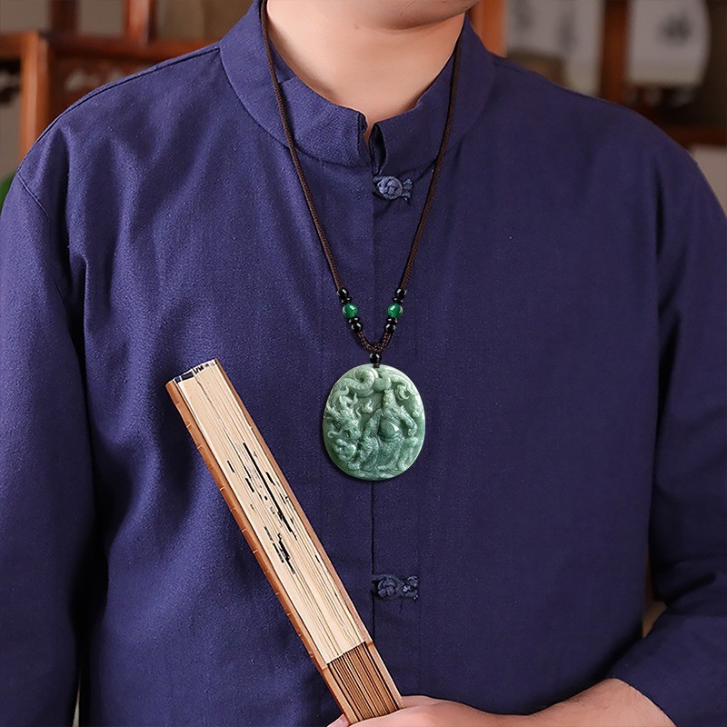 Phong Cách Mới Hạt Đậu Shenlong Quan Công Mặt Dây Chuyền Mặt Dây Chuyền Đơn Giản Đa Năng Thời Trang Tươi