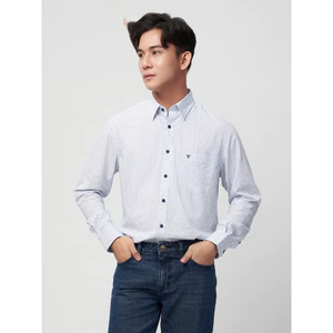 Sơmi dài tay vạt tròn VIETTIEN vải sợi hoa hồng phom regular VT00000226