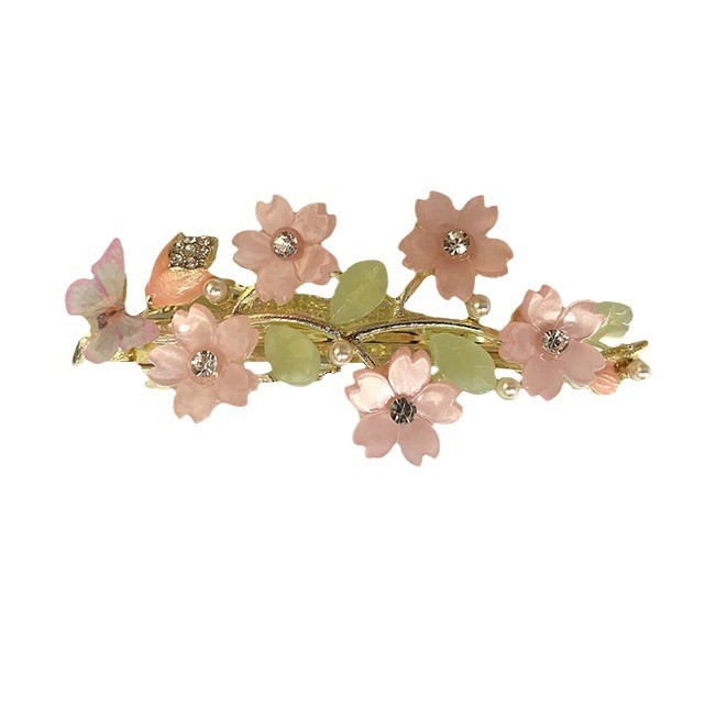 🔥Phong Cách Cổ Hoa Lily Của Thung Lũng Bướm Ngọc Trai Kẹp Tóc Mới Trung Quốc Retro Đầu Lưng Nửa Tie Kẹp Tóc Hanfu Mũ Đội Đầu DE31