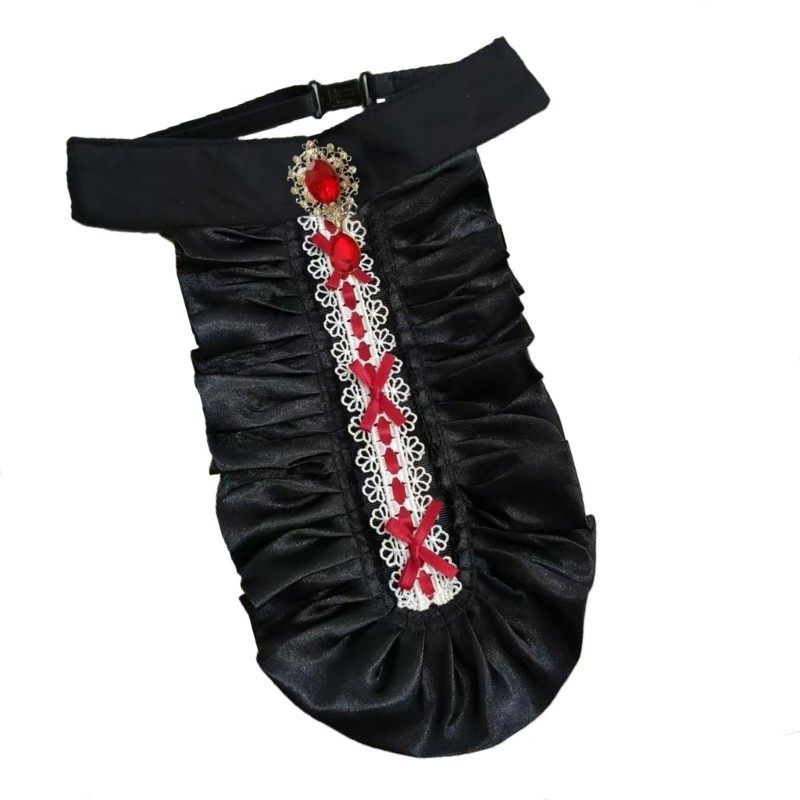BTF Xù Satins Jabot Cổ Áo Sơ Mi Victoria Thời Trung Cổ Cổ Pha Lê