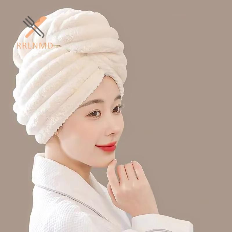 Rrlnmd Mũ khô tóc họa tiết gợn sóng dành cho nữ Mũ khô tóc thấm nước dày dành cho nữ Mũ tắm dễ thương Khăn lau tóc khô MỚI