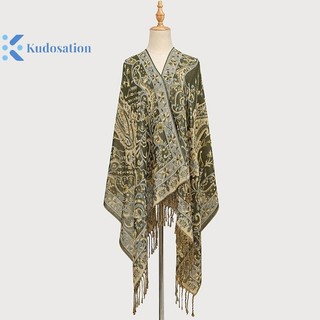 Kudosation Mùa Đông Cashmere Pashmina Khăn Choàng Nữ Quấn Ấm Áp Mùa Thu Khăn quàng cổ Thiết Kế In Hình Nữ Foulard Cotton Stoles Khăn quàng cổ
