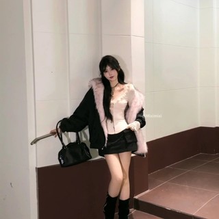 WYB-· Withers nổi loạn, mùa đông ngọt ngào có mũ trùm đầu ấm áp hai lần mặc áo khoác lông UCEK