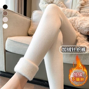 Mặc Bên Ngoài Dệt Kim Co Giãn Quần Cotton Quần Ấm Quần Legging Lông Cừu Nữ Cao Cấp Dày Skinny Nhỏ
