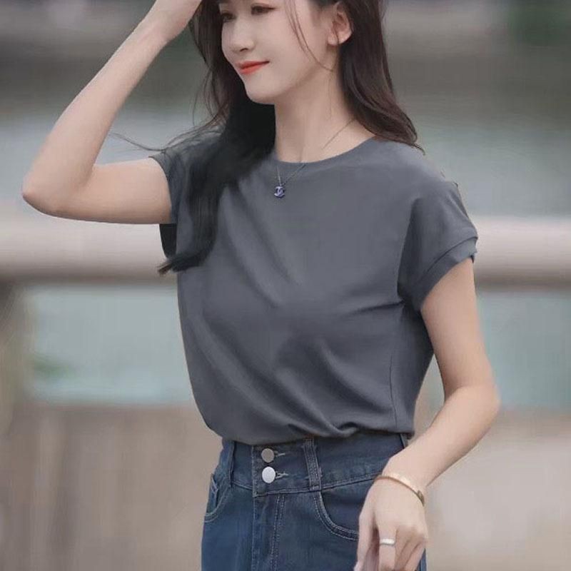Áo thun tay hến nữ basic trơn cotton big size cổ tròn thời trang nữ (Datthustore - ms50)