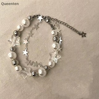 Queenten Bông Tai Kẹp Ngôi Sao Vòng Tay Cô Gái Pentagram Ngọc Trai Đính Hạt Lắc Tay Nữ Vintage Thẩm Mỹ Quyến Rũ Vòng Tay Phụ Kiện Trang Sức Quà Tặng