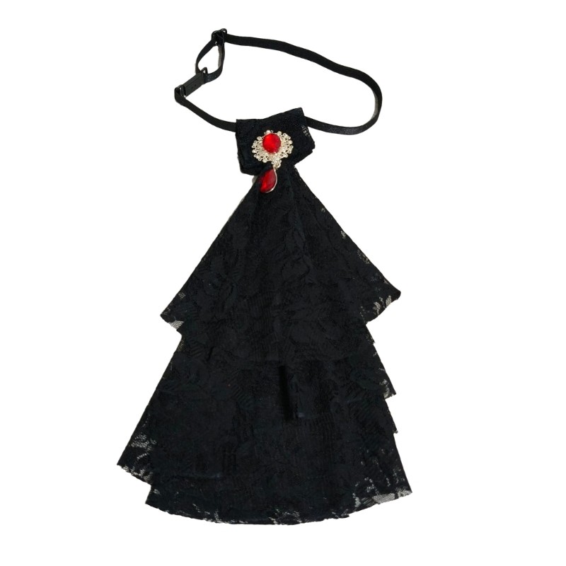 Dassbsug Vintage Gothic Victoria Kim Cương Giả Ruffle Ren Jabot Cổ Quần Áo Phụ Kiện