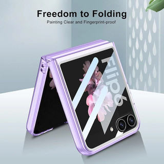 Dành Cho Samsung Z Flip 6 Flip 5 Ốp Lưng Trong Suốt Có Bảo Vệ Màn Hình Cửa Sổ Lớn Siêu Mỏng PC Trong Suốt Bao Da Cho Samsung Galaxy Z Flip 5 6