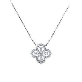 Dây chuyền nữ bạc S925 hình cỏ bốn lá đính đá Moissanite xanh và đá Moissanite hồng, quà tặng cho bạn gái, mã S68.