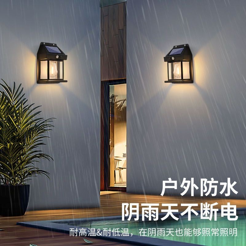 Đèn treo tường sạc chạy bằng năng lượng mặt trời Công suất cao Ngoài trời Nhà đèn sân siêu sáng Đèn nông thôn ngoài trời chống nước Cơ thể con người Đèn cảm ứng