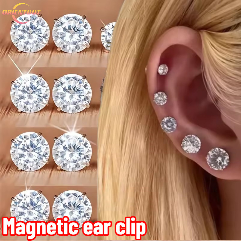 Shining Punk Crystal Zircon Từ Tính Ear Stud - Nam Nữ Kẹp Xương Tai Đa Năng - Quà Tặng Trang Sức Không Xuyên