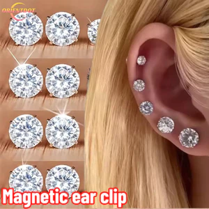 Shining Punk Crystal Zircon Từ Tính Ear Stud - Nam Nữ Kẹp Xương Tai Đa Năng - Quà Tặng Trang Sức Không Xuyên