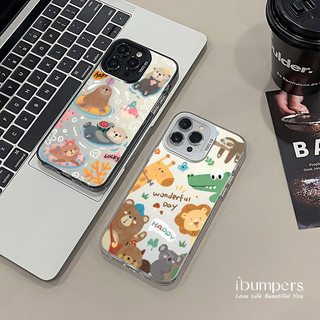 ibumpers Ốp Điện Thoại iPhone Họa Tiết Động Vật Vui Nhộn Dễ Thương Cho IPhone 16 15 14 12 13 11 Pro Max IP 7 8 Plus X XS XR Ốp Lưng IMD Cứng Và Nhẵn