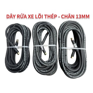 Dây Rửa Xe Áp Lực Cao LÕI THÉP 10,15,20m ren 13mm, ống dây xịt rửa xe cho máy curoa kéo