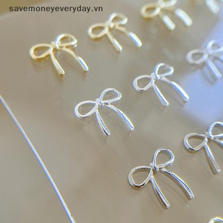 [savemoneyeveryday] 10 Chiếc Bow Deco Nail Art Charm 3D Bạc / Vàng Nơ Ruy Băng Trang Trí Móng Tay Phần DIY Phụ Kiện Làm Móng Tay Sang Trọng [vn]