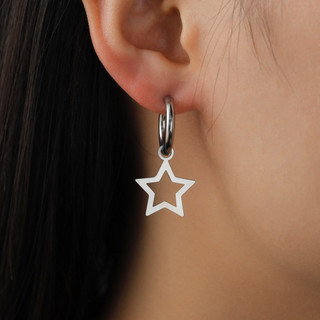 Bông tai pentagram thu hút cho nữ, thép titan, phụ kiện thời trang