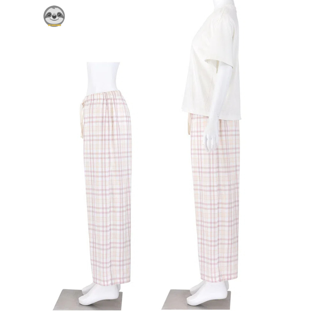Phong cách Nhật Bản Muji Style / Bộ đồ ngủ ngắn tay bằng vải Cotton / Quần ngủ gạc hai lớp bằng Cotton