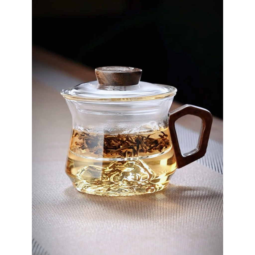 ✨Cốc thủy tinh & ấm trà Trung Quốc có giá trị cao Cốc trà gia đình & Cốc tách nước trà thủy tinh dày chịu nhiệt độ cao & Cốc thủy tinh 300ml có nắp