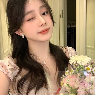 Bông tai kim cương giả hình bướm ngọc trai nữ, ánh sáng sang trọng, phong cách ngọt ngào, phù hợp mùa hè, cho học sinh
