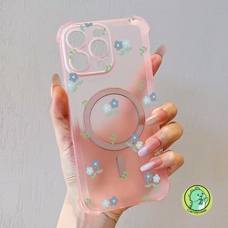 Ốp Điện Thoại Sương Đá Từ Tính Cho Vivo V50 Lite V50E V40 V30 V29 V27 V27E V25 V23 V21 Pro Lite 5G 4G Matte Cover Hoạt Hình Dễ Thương Hoa Xanh Túi Khí Mềm Vỏ Chống Rơi
