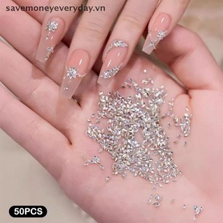 [savemoneyeveryday] 50 Bộ sưu tập kim cương giả pha lê lấp lánh quyến rũ màu sắc hỗn hợp Phụ kiện trang trí móng tay sang trọng [vn]