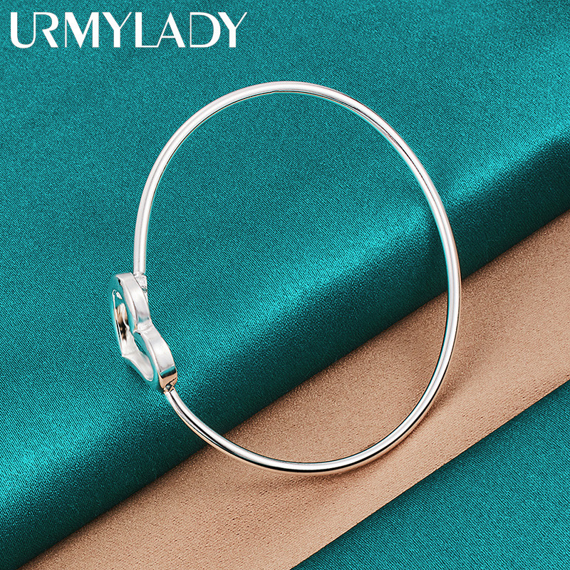 URMYLADY - Lắc tay bạc 925 hình trái tim mịn, trang sức thời trang dành cho nữ
