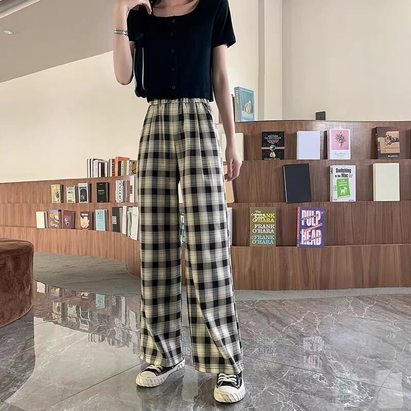 Kẻ Sọc Quần Ống Rộng Nữ Rời Drap Ôm Hơn Nhìn Mùa Hè Mỏng Thẳng Quần Thường Ngày Cao @ -