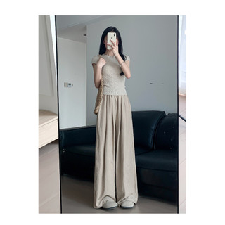 Quần lụa băng Yamamoto Quần ống rộng dành cho nữ Quần sữa Drapey eo cao và giảm béo