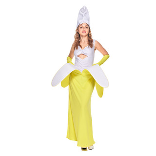 Trang phục Halloween trái cây màu vàng với hiệu ứng đặc biệt, phù hợp cho các buổi tiệc và lễ hội