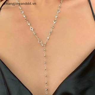 # yanddd # Vòng cổ hình chữ Y dài bằng thủy tinh đầy màu sắc thời trang Dây chuyền xương đòn bằng kim loại Vàng Bạc Màu sel Vòng cổ Trang sức cơ thể dự tiệc.