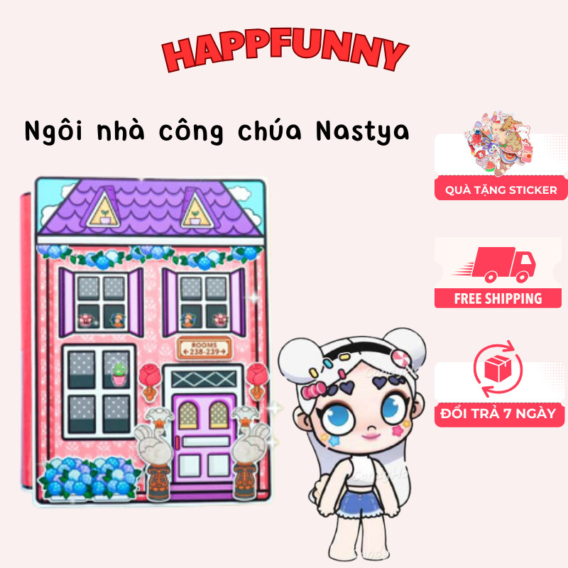 Búp bê giấy Avatar Ngôi nhà công chúa Nastya dễ thương,đồ chơi bóc dán thủ công quà tặng dành cho bé
