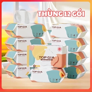 Thùng 12 bịch khăn ướt cao cấp Topgia 80 tờ không mùi không parabens dành cho em bé