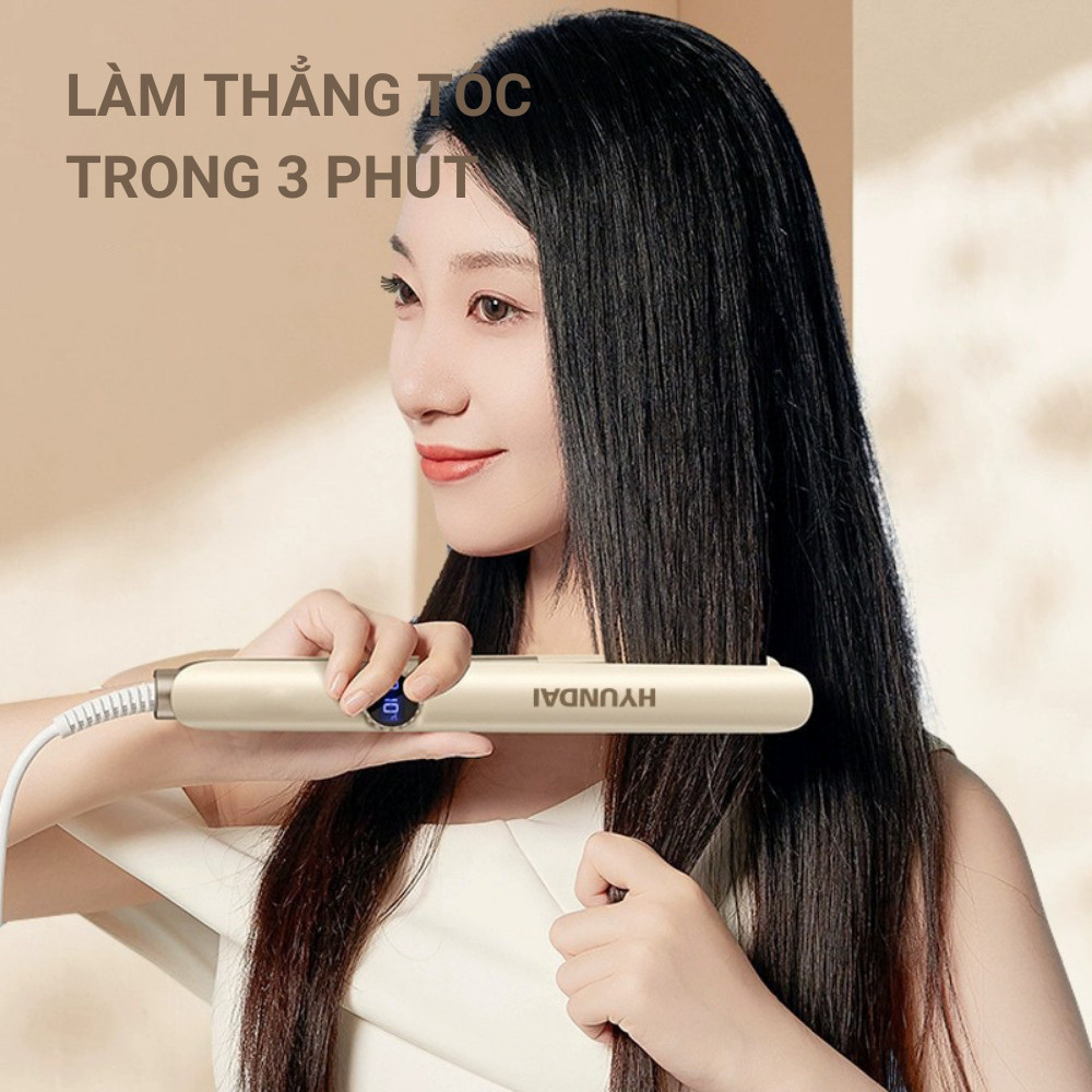Máy duỗi tóc ion âm Hyundai, làm nóng nhanh, tạo kiểu dễ dàng giúp bảo vệ không gây hư tổn cho tóc
