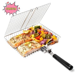 Pnpia Giỏ Nướng Inox Lớn Gấp Giỏ Nướng Di Động Cắm Trại Ngoài Trời Giá BBQ Cho Phụ Kiện Nấu Ăn Boutique
