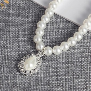 [Gou] Ngọc Trai Thanh Lịch Pha Lê Thả Bông Tai Dây Chuyền Vòng Cổ Tiệc Cưới Bộ Trang Sức VN