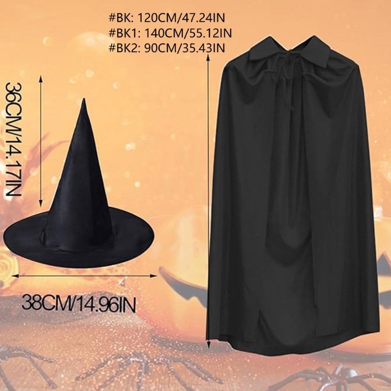 Ppy Halloween Witch Cape Trang phục có mũ phù thủy Halloween Áo choàng phù thủy Trang phục áo choàng phù thủy