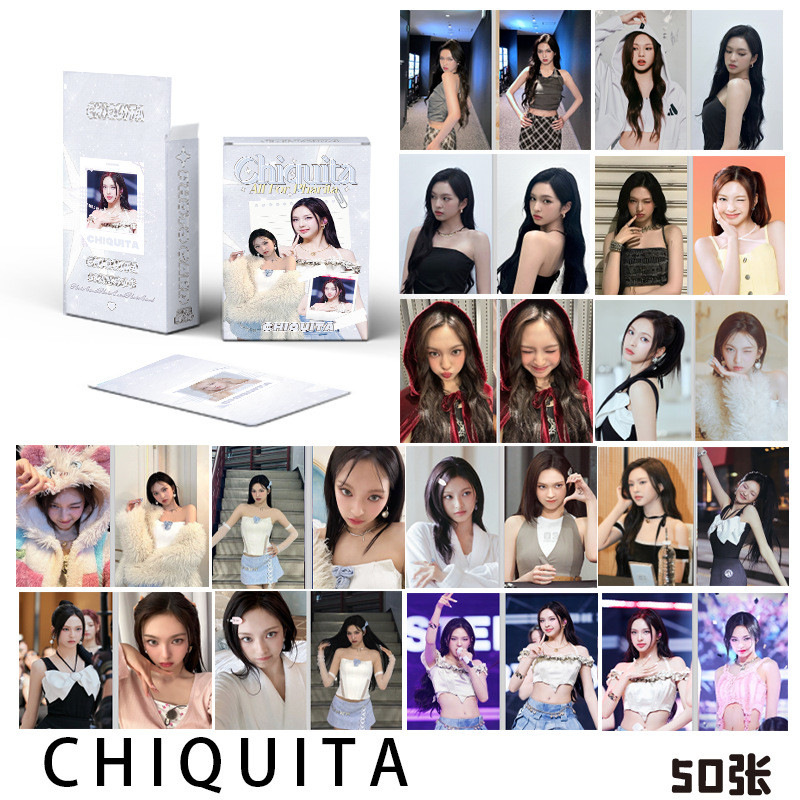 Linxx 50 Chiếc BABYMONSTER CHIQUITA Thẻ Laser Holographic Kpop Photocards Bưu Thiếp Series