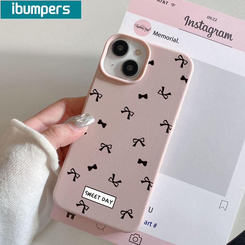 ibumpers Ốp Lưng IPhone Nơ Đơn Giản Cho IPhone 16 15 14 12 13 11 Pro Max IP 7 8 Plus X XS XR Ốp Điện Thoại Mỏng Silicon Mềm Da Họa Tiết
