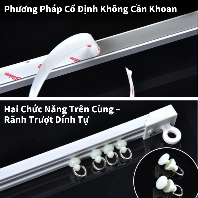 Thanh Treo Rèm Yên Tĩnh Bền Thanh Treo Rèm Không Cần Khoan Dễ Lắp Đặt