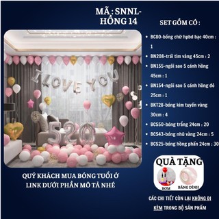 Set Trang Trí Sinh Nhật Bằng Bóng Bay Màu Hồng Nhạt SNNL- Hồng 14