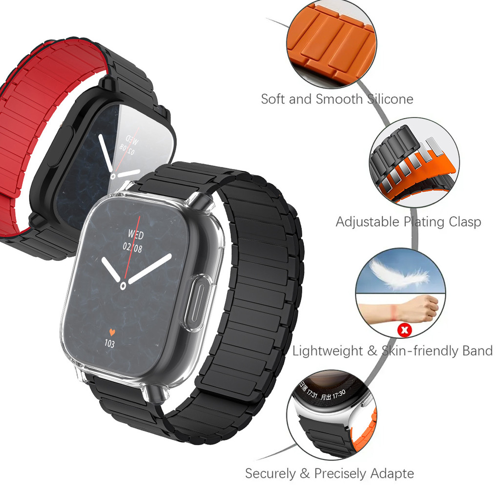 Dây đeo từ tính silicon + vỏ tương thích với phụ kiện đồng hồ thay thế Redmi Watch 5 Active / 5 Lite