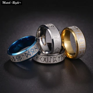 Viking Cướp Biển Phong Cách Rune Nhẫn Unisex Nhiều Màu Titan Nhẫn Bắc Âu Thép Không Gỉ Nhẫn Dành Cho Nữ Cổ Điển Vòng Cổ Mặt Dây Chuyền